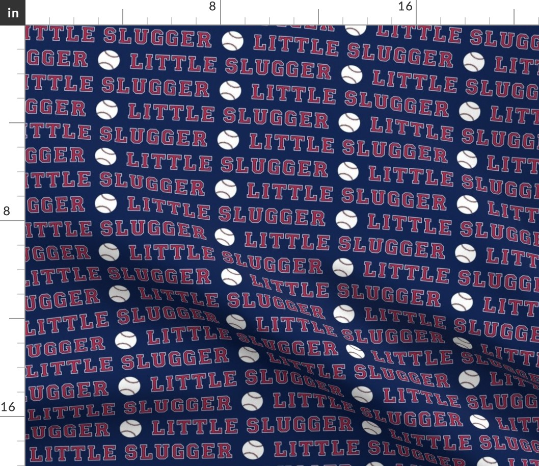 little slugger || baseball fabric on blue