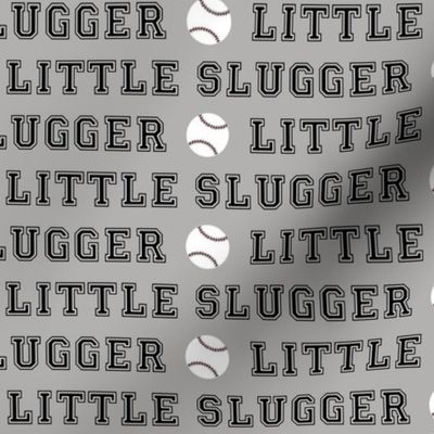 little slugger - black on grey || baseball fabric