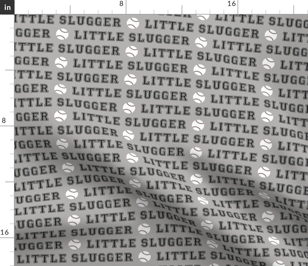little slugger - black on grey || baseball fabric