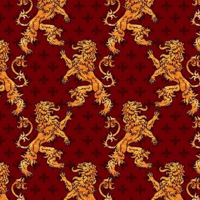 Medieval Gold Lion Red Fleur de Lis Wrapping Paper