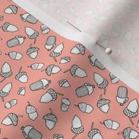 Acorns || Hand Drawn Acorns on Pink  by Sarah Price