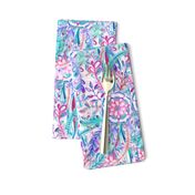 Boho Flower Burst in Pink, Teal and Blue Small Version