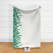 Green Watercolor Leaves Border Print on Cream Small Print