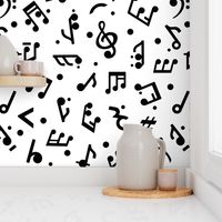 Music Notes on White BG in Large scale