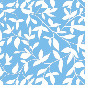 blue and white vine with leaves