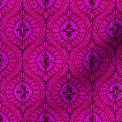 Hot pink Marrakesh Bohemian Watercolor Tropical Ogee leaves