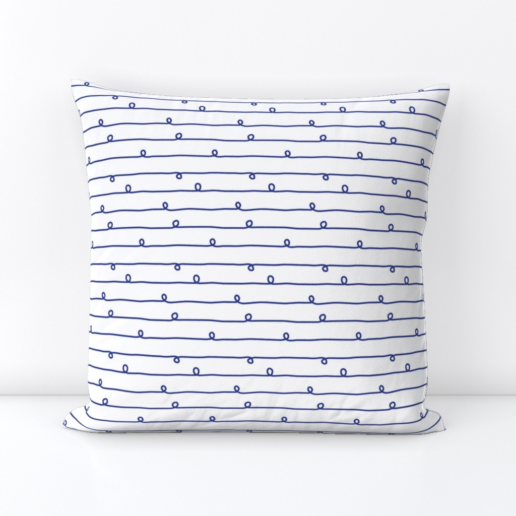Blue Stripes - Small Blue Stripes and Loops on White