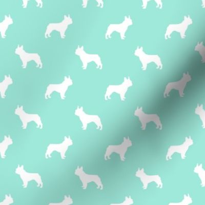 french bulldog fabric dog silhouette fabric - aqua