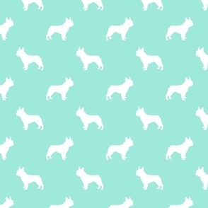 french bulldog fabric dog silhouette fabric - aqua