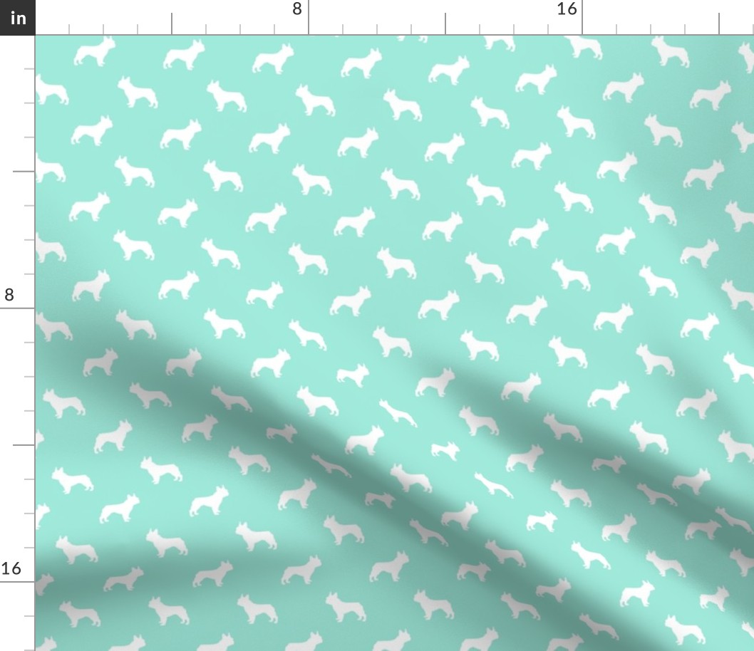 french bulldog fabric dog silhouette fabric - aqua