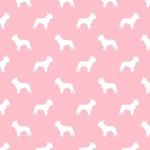french bulldog fabric dog silhouette fabric - blossom pink