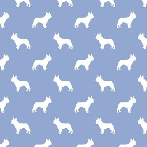 french bulldog fabric dog silhouette fabric - cerulean