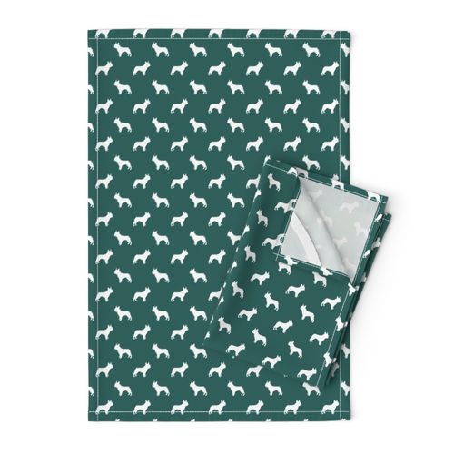 french bulldog fabric dog silhouette fabric - eden green