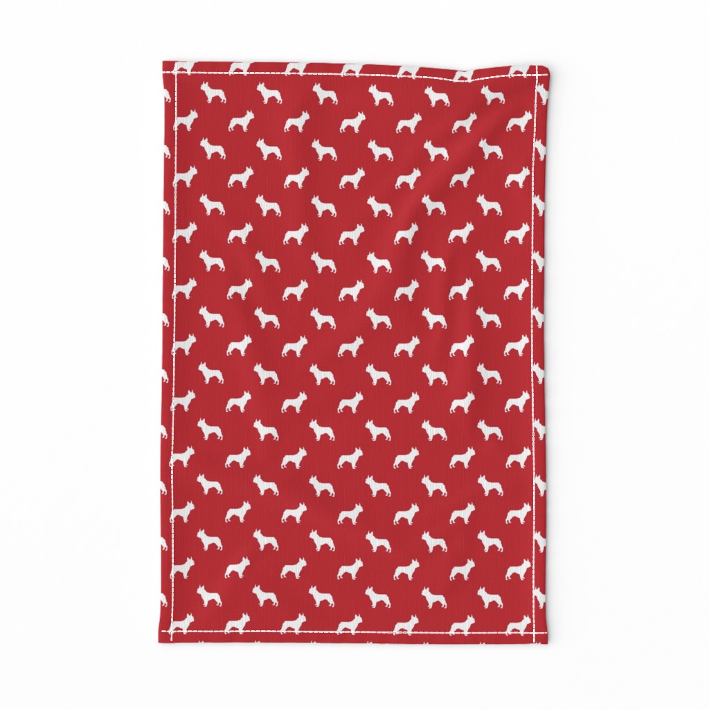 french bulldog fabric dog silhouette fabric - fire red