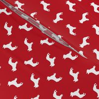 french bulldog fabric dog silhouette fabric - fire red