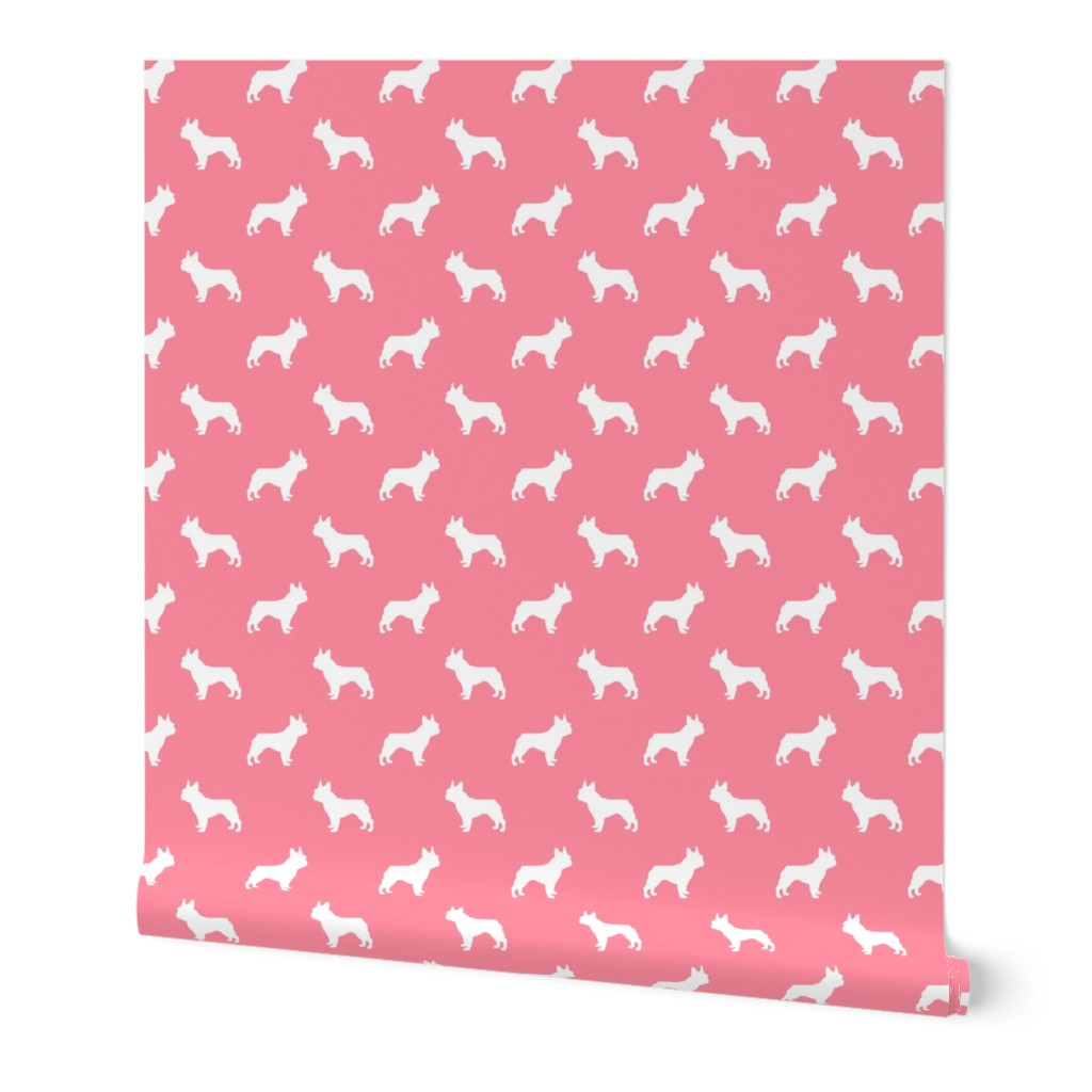 french bulldog fabric dog silhouette fabric - flamingo pink