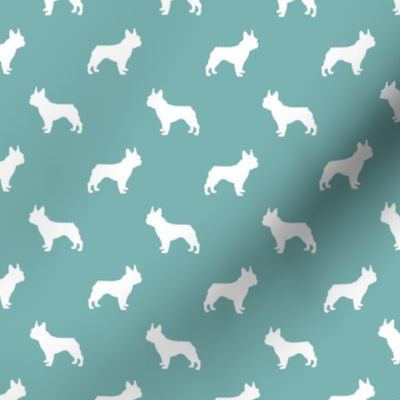 french bulldog fabric dog silhouette fabric - gulf blue