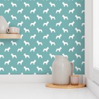 french bulldog fabric dog silhouette fabric - gulf blue