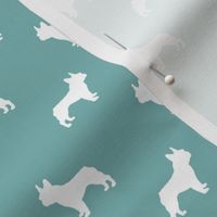 french bulldog fabric dog silhouette fabric - gulf blue