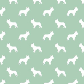 french bulldog fabric dog silhouette fabric - mint green