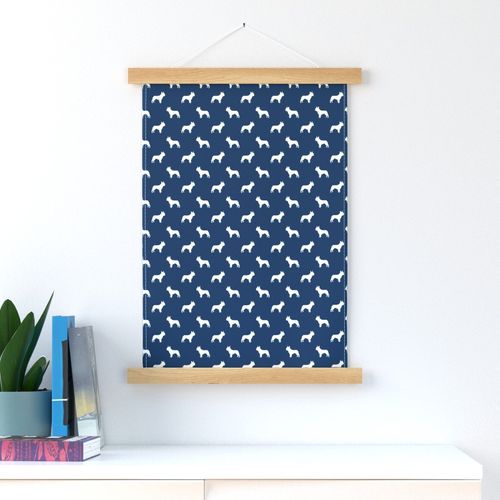 french bulldog fabric dog silhouette fabric - navy