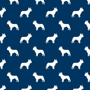 french bulldog fabric dog silhouette fabric - navy