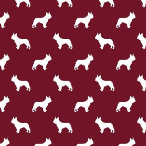 french bulldog fabric dog silhouette fabric - ruby red