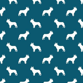 french bulldog fabric dog silhouette fabric - sapphire