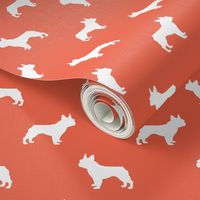 french bulldog fabric dog silhouette fabric - scarlet