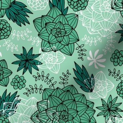 Graphic succulents mint