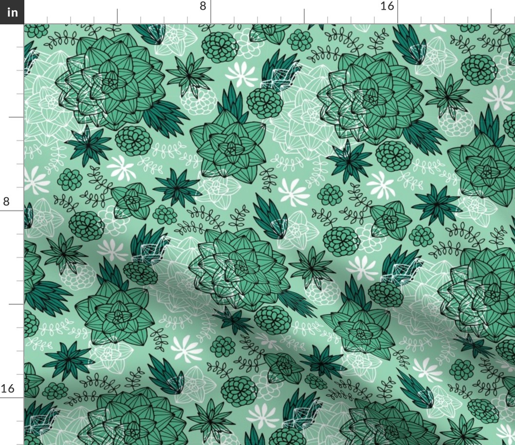 Graphic succulents mint