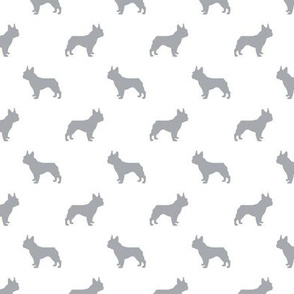 french bulldog fabric dog silhouette fabric - grey and white