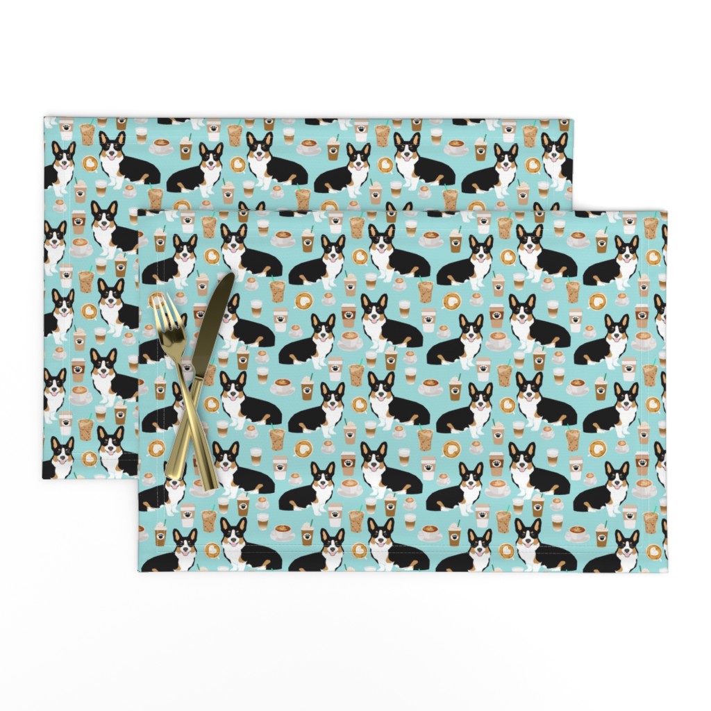 corgi tri colored corgis and coffees fabric - cute corgi design