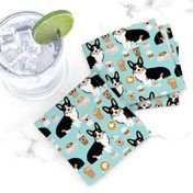 corgi tri colored corgis and coffees fabric - cute corgi design