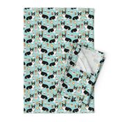 corgi tri colored corgis and coffees fabric - cute corgi design