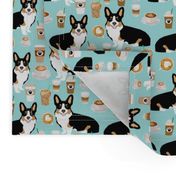 corgi tri colored corgis and coffees fabric - cute corgi design