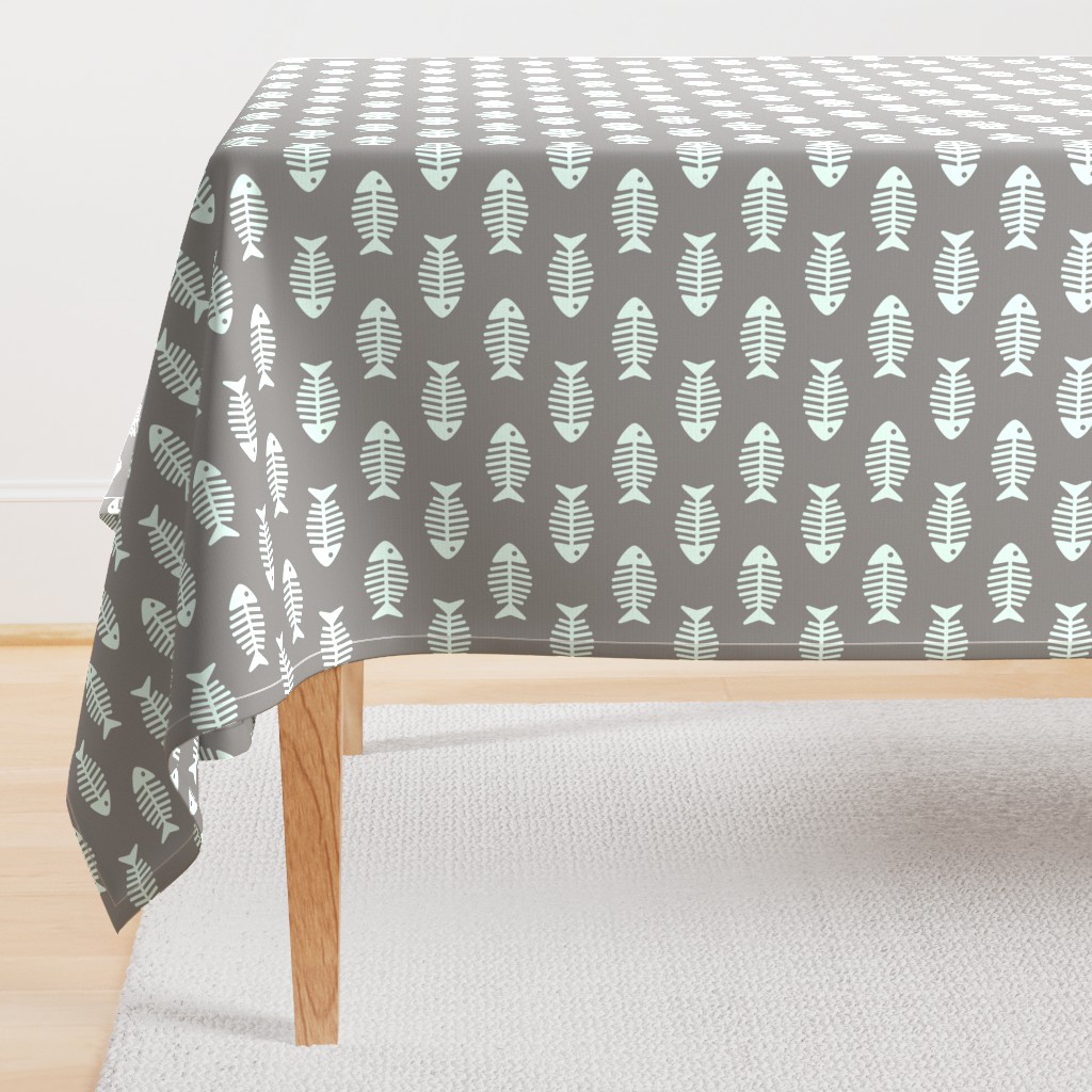 Large Aqua Fishes on Grey