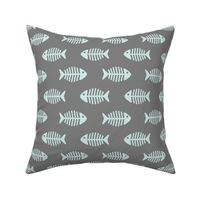 Large Aqua Fishes on Grey