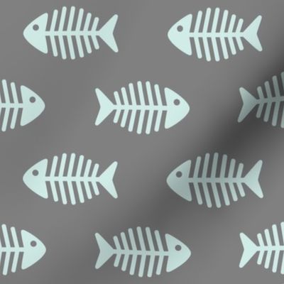 Large Aqua Fishes on Grey