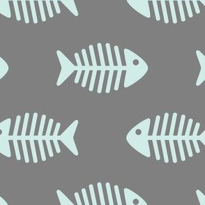 Large Aqua Fishes on Grey