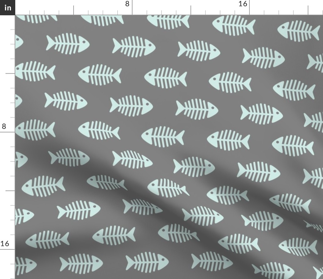 Large Aqua Fishes on Grey