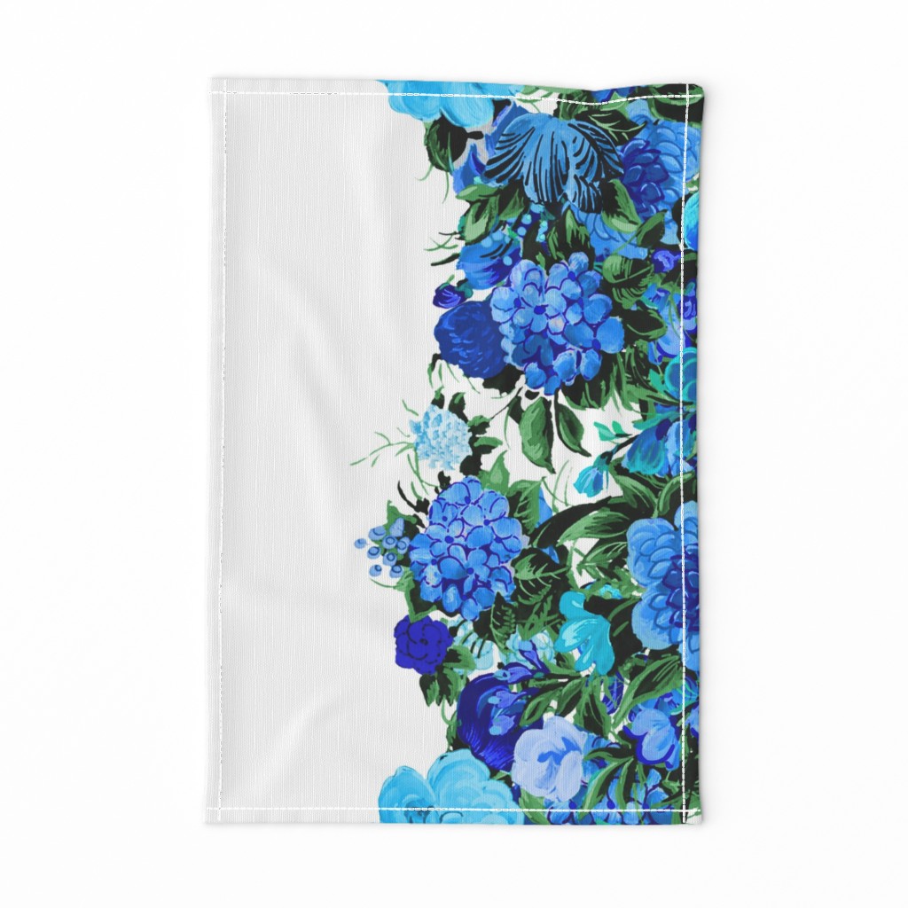 Mid Century Modern Cocktail Flower Border Print ~ Electric Blue