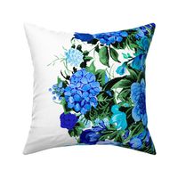 Mid Century Modern Cocktail Flower Border Print ~ Electric Blue