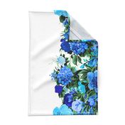 Mid Century Modern Cocktail Flower Border Print ~ Electric Blue