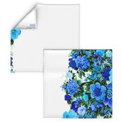 Mid Century Modern Cocktail Flower Border Print ~ Electric Blue