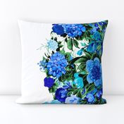 Mid Century Modern Cocktail Flower Border Print ~ Electric Blue