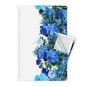 Mid Century Modern Cocktail Flower Border Print ~ Electric Blue