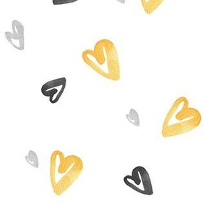 Yellow Black & White Hearts