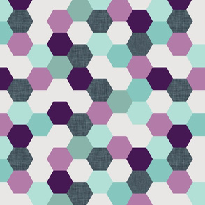 mermaid hexagons // purple + aqua