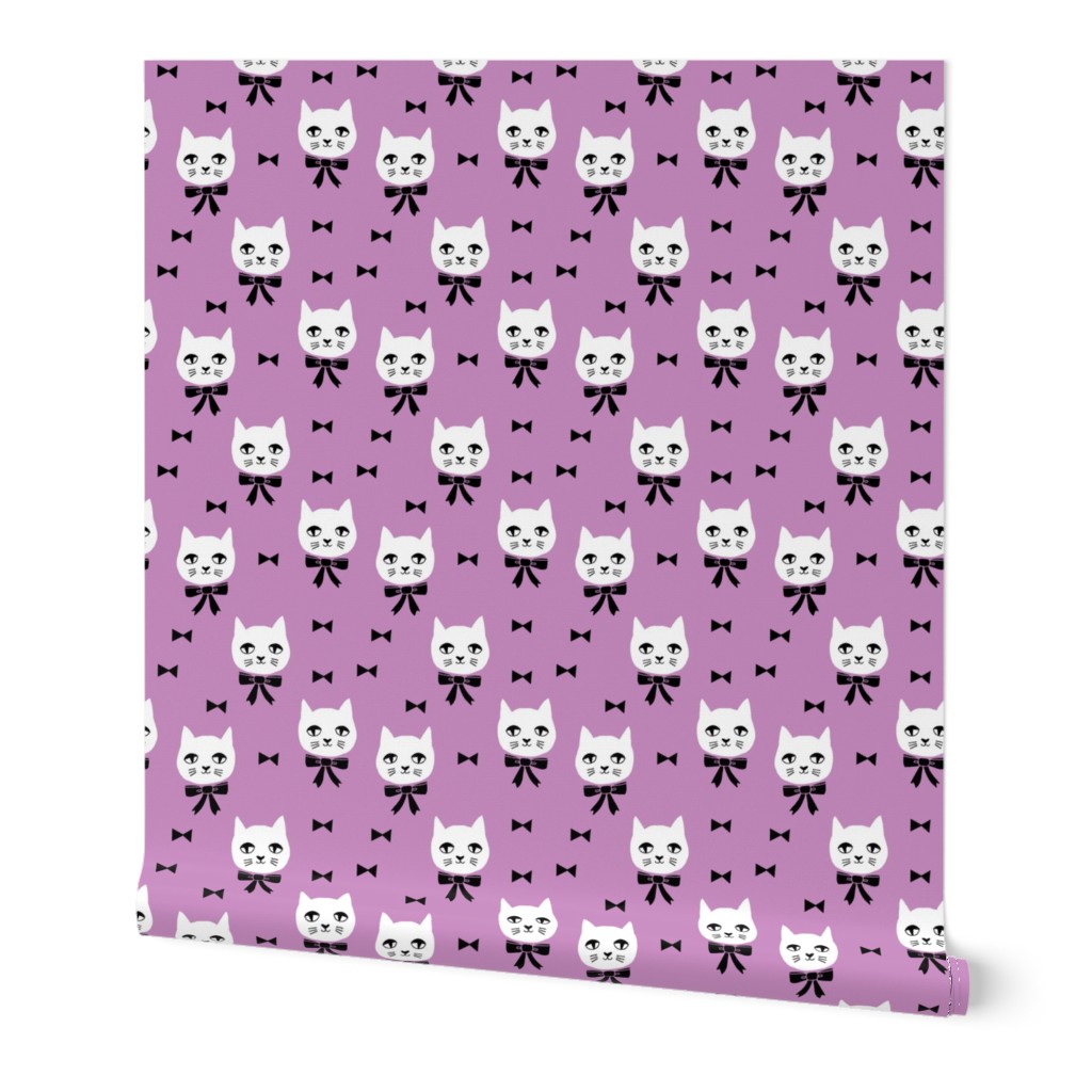 fancy cat // purple cat bows cat head fabric cute cat design